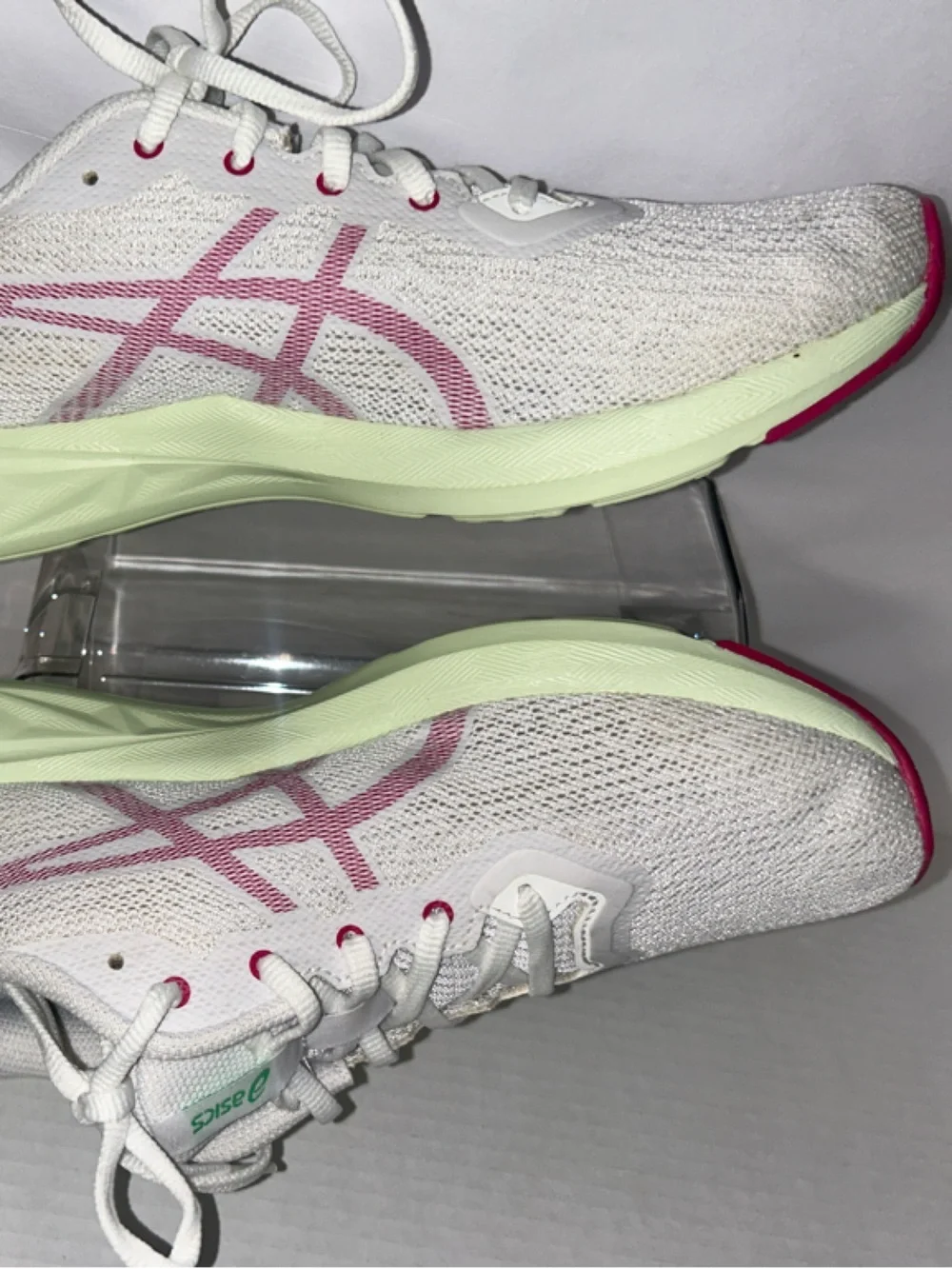 Asics White Sneakers with Mint and Pink Accents